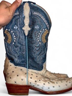 El General Men’s Western Cowboy Boots Ostrich Leg Blue Shaft US 6 50625 56 Wild West Blue Ostrich Leg Cowboy Boots J-Toe main image 3